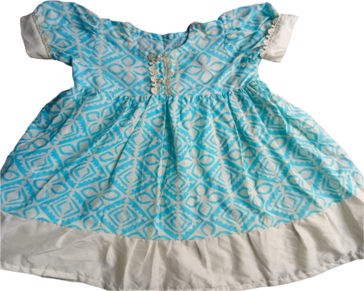 Stitched Blue and white frock for babies