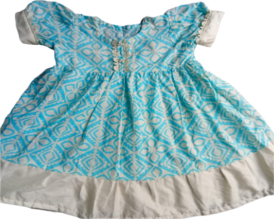 Stitched Blue and white frock for babies
