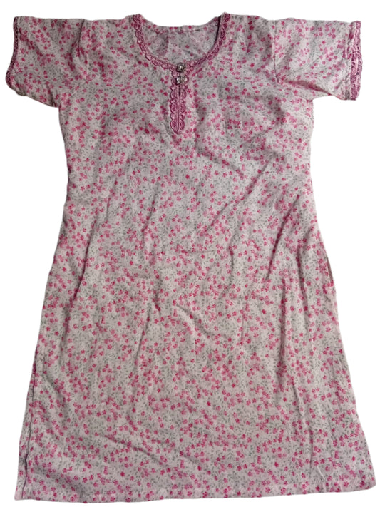Stitched White floral Shirt for Girls