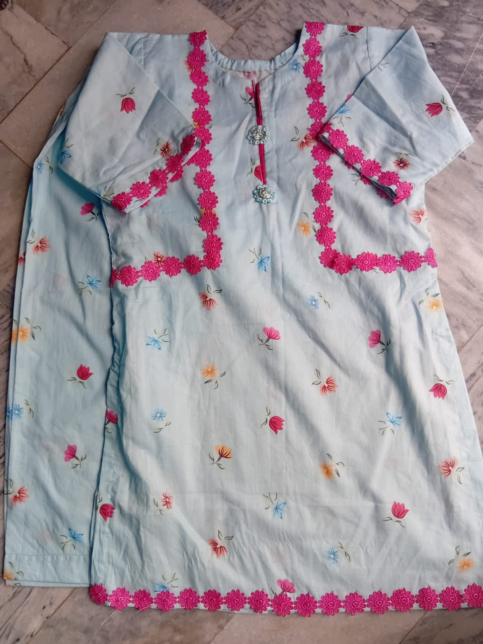 2 Piece Lawn stitched dress for girls