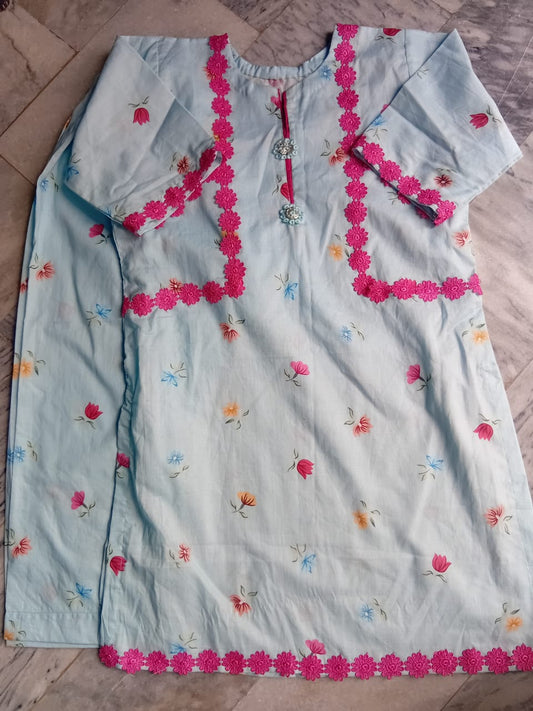 2 Piece Lawn stitched dress for girls