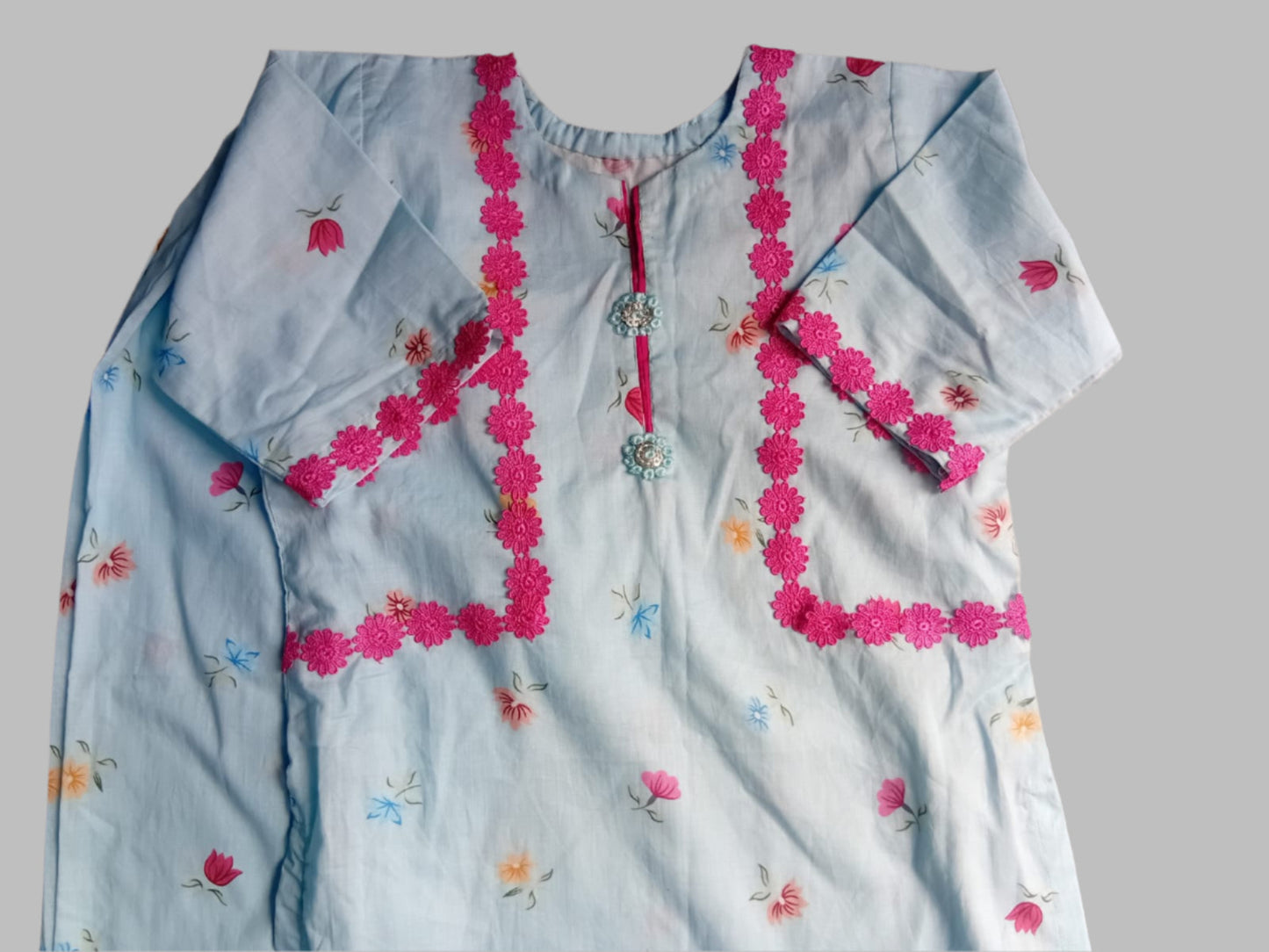 2 Piece Lawn stitched dress for girls