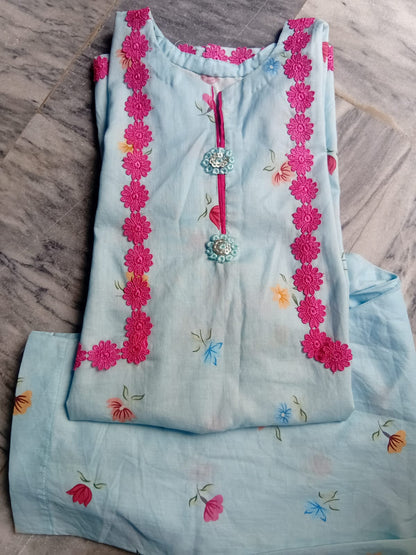 2 Piece Lawn stitched dress for girls