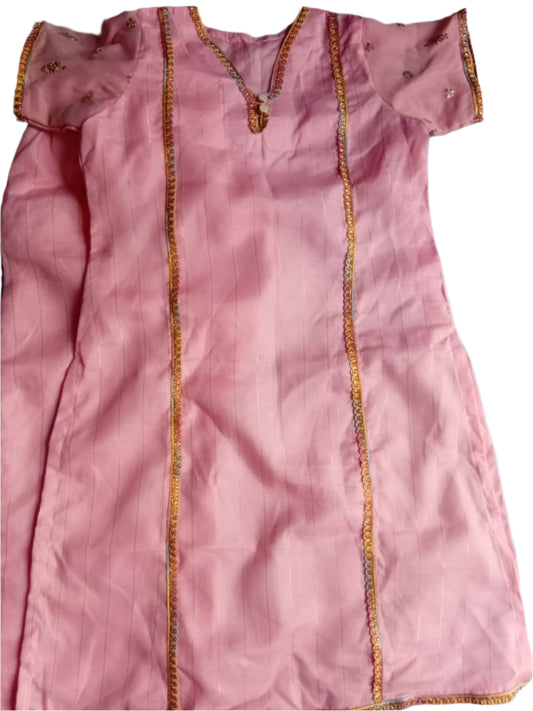 2 Piece Lawn stitched dress for girls - Pink 28